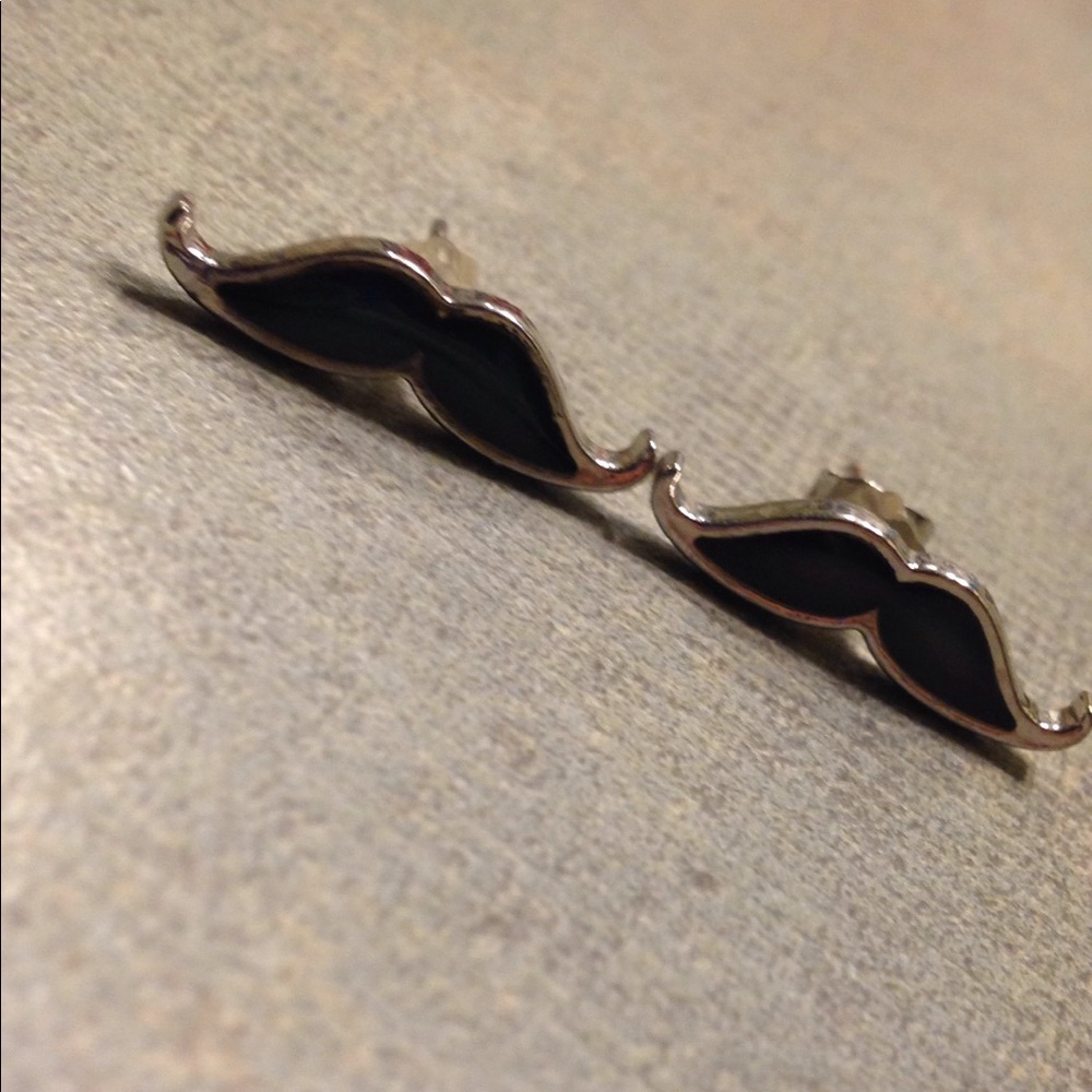 Mood color changing mustache earrings